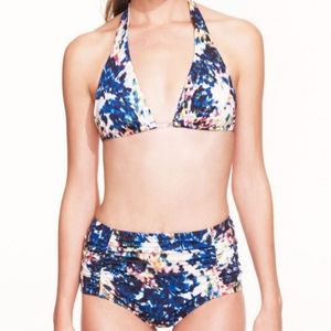 J.Crew Watercolor Triangle Halter bikini top blue S